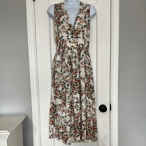 Shore Floral Sleeveless Midi Dress Small Made in USA